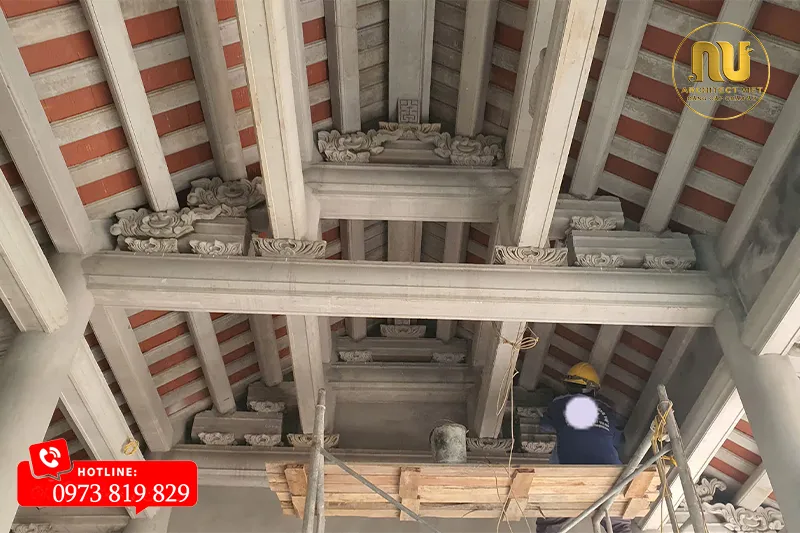 Nhà Thờ 3 Gian Bê Tông Giả Gỗ