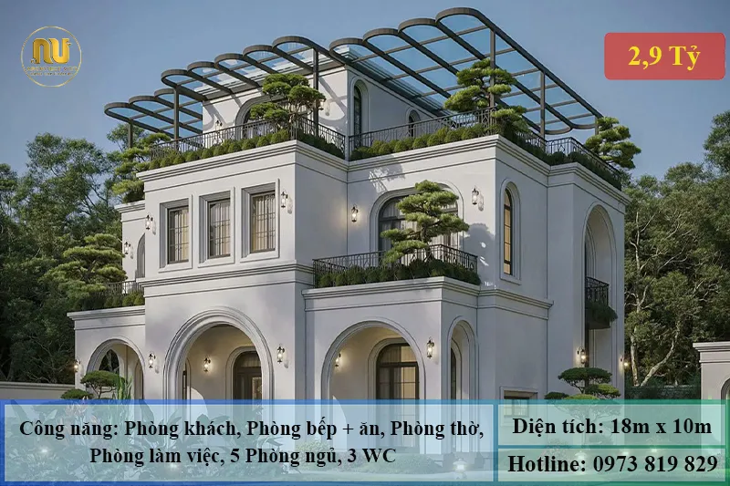 Mẫu Nhà Vườn 180m2 Đẹp Hiện Đại