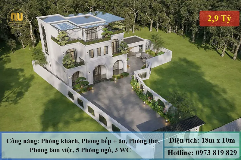 Mẫu Nhà Vườn 180m2 Đẹp Hiện Đại