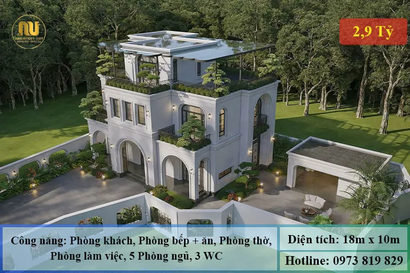 Mẫu Nhà Vườn 180m2 Đẹp Hiện Đại