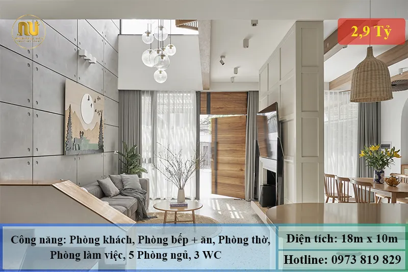 Mẫu Nhà Vườn 180m2 Đẹp Hiện Đại