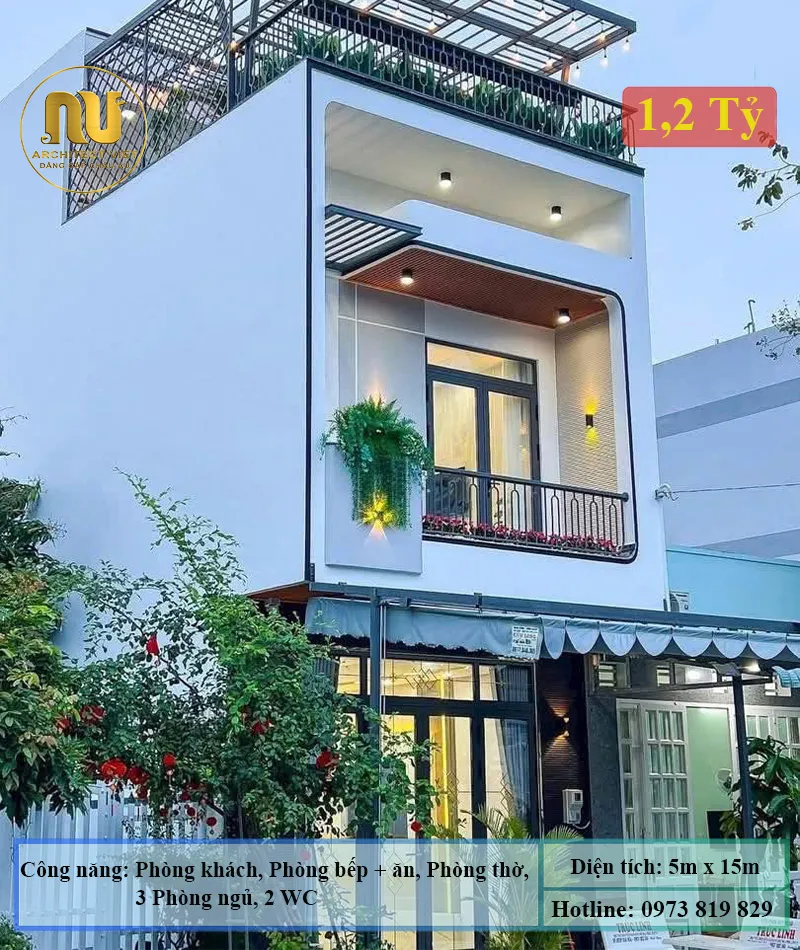 Thiết Kế Nhà 5x15m 3 Tầng Hiện Đại Tại Bắc Ninh