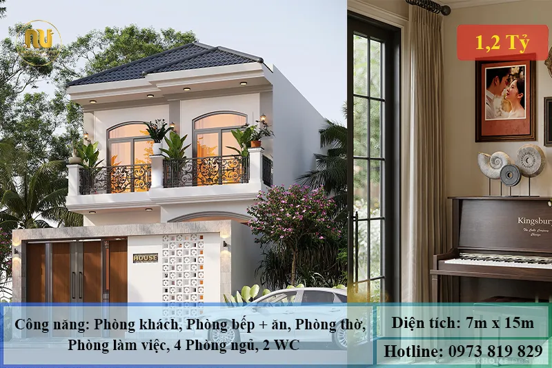 Thiết Kế Nhà 7x15m 2 Tầng – Giải Pháp Tối Ưu Hiện Đại