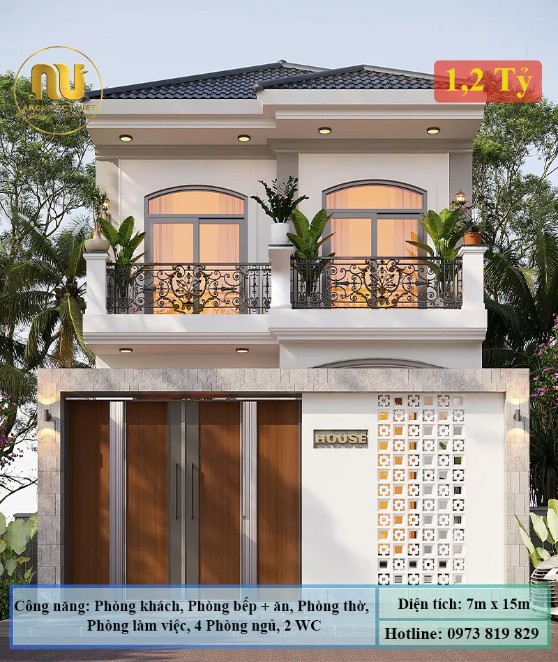 Thiết Kế Nhà 7x15m 2 Tầng – Giải Pháp Tối Ưu Hiện Đại