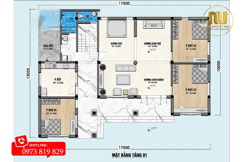 Thiết Kế Nhà Thờ Trên Sân Thượng 70m2 Tại Hưng Yên