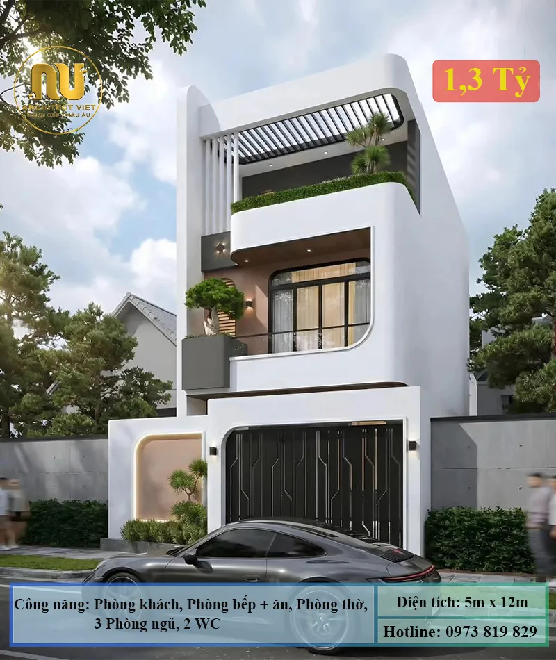 Mẫu nhà 5x12m 3 tầng