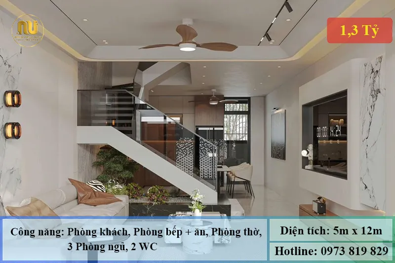 Mẫu nhà 5x12m 3 tầng