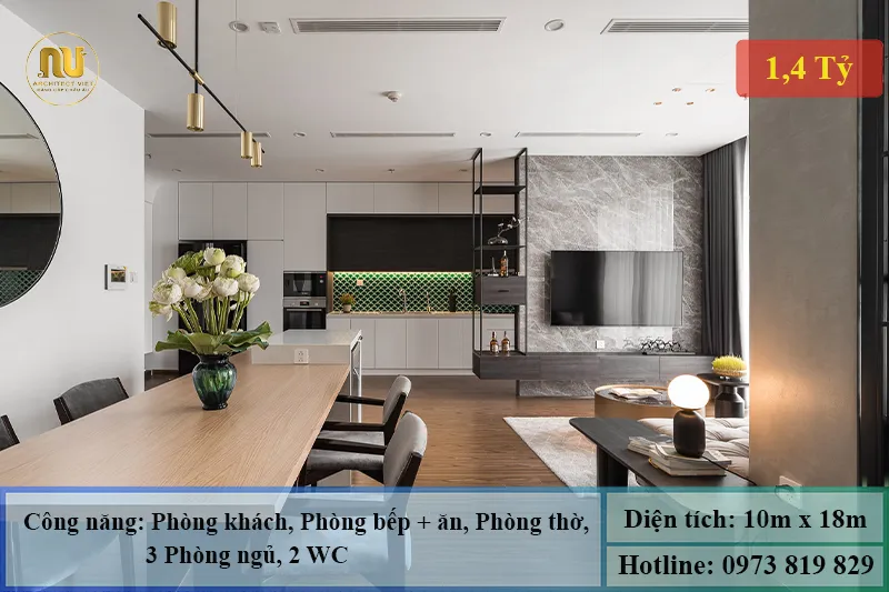 Biệt thự 1 tầng ngang 10m sâu 18m