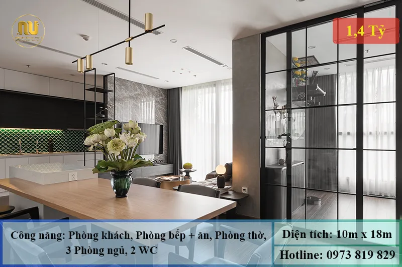 Biệt thự 1 tầng ngang 10m sâu 18m