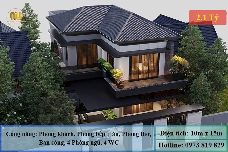 Biệt thự mái Nhật 2 tầng ngang 10m