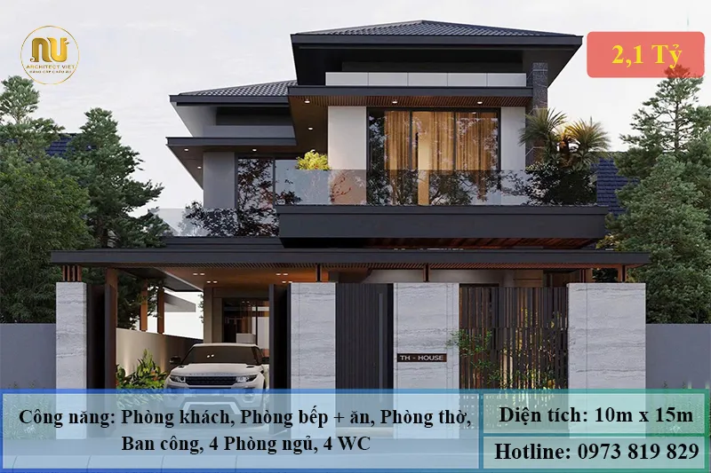 Biệt thự mái Nhật 2 tầng ngang 10m