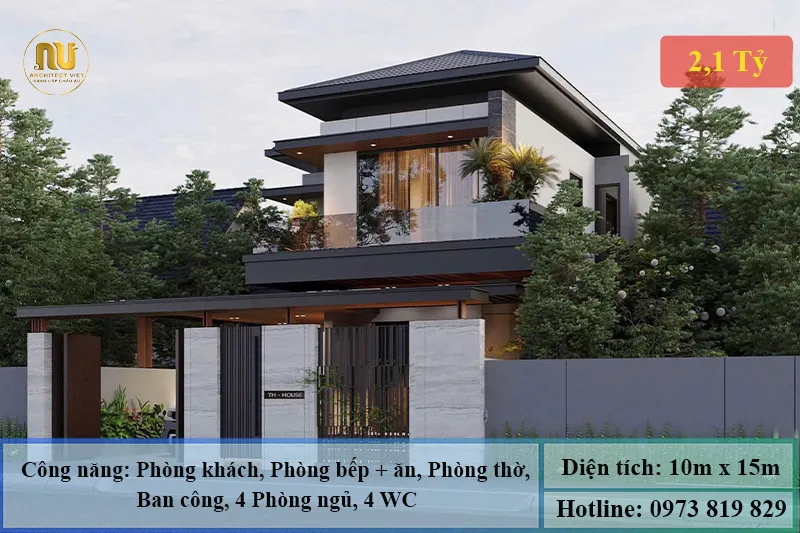 Biệt thự mái Nhật 2 tầng ngang 10m