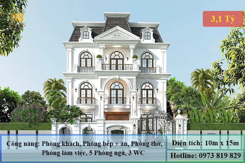 Biệt Thự Tân Cổ Điển Mặt Tiền 10m