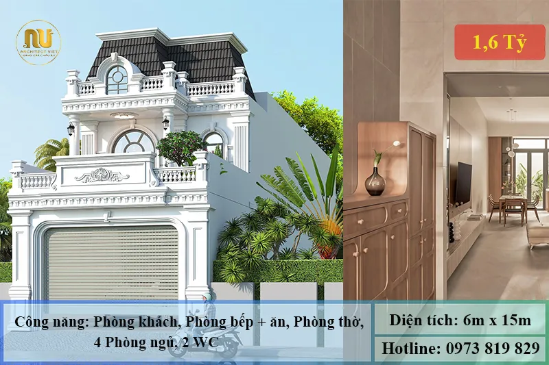 Mặt tiền nhà 2 tầng 6m đẹp