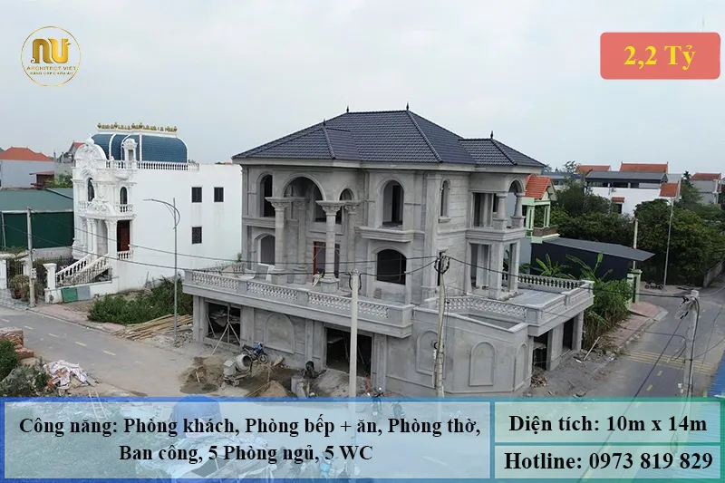 Mẫu biệt thự mái nhật 10x14m