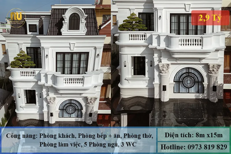 Mẫu Biệt Thự Mặt Tiền 8m 