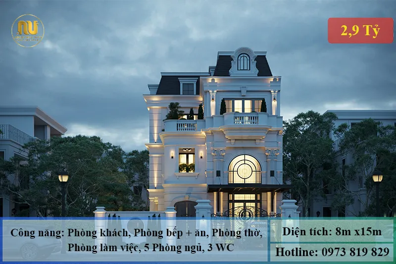 Mẫu Biệt Thự Mặt Tiền 8m 