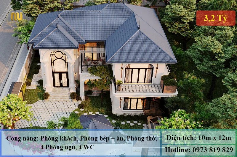 Mẫu biệt thự ngang 10m sâu 12m