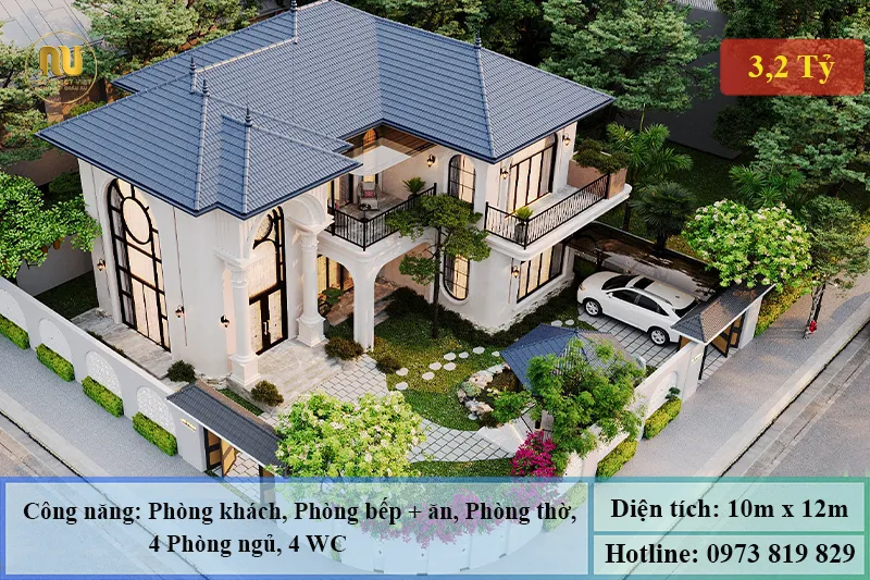 Mẫu biệt thự ngang 10m sâu 12m