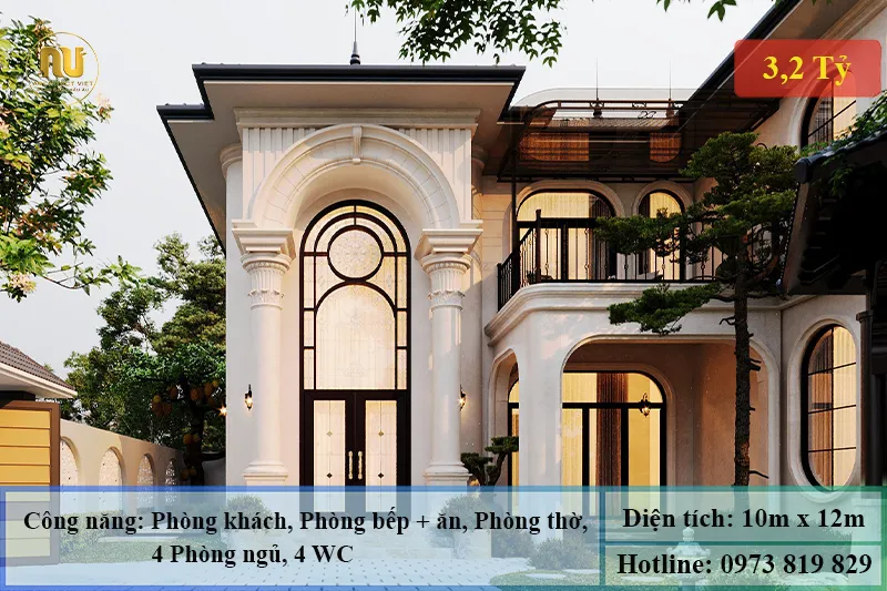Mẫu biệt thự ngang 10m sâu 12m