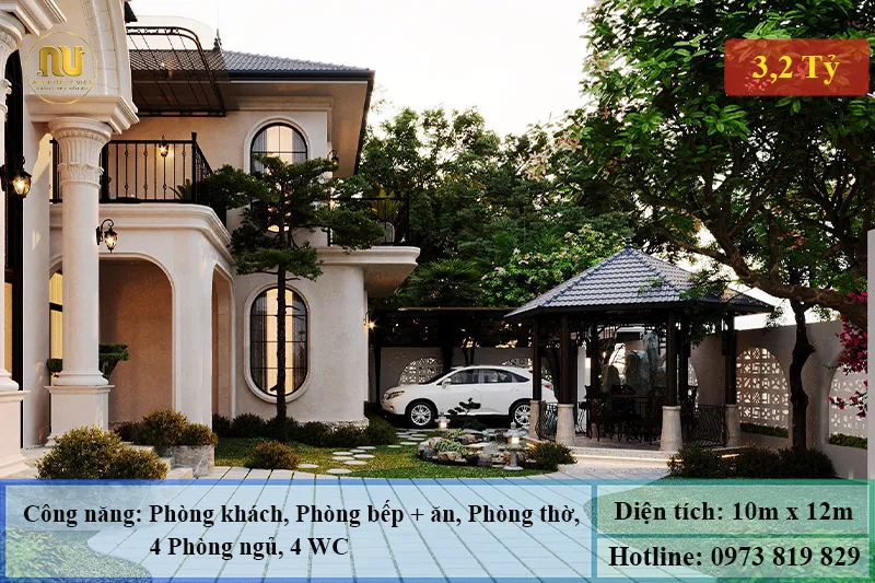 Mẫu biệt thự ngang 10m sâu 12m