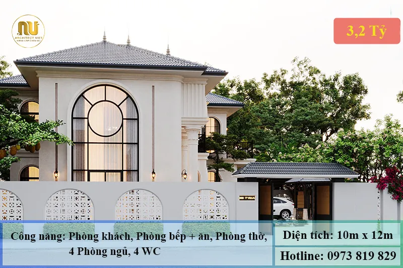 Mẫu biệt thự ngang 10m sâu 12m