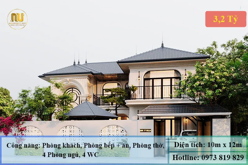 Mẫu biệt thự ngang 10m sâu 12m