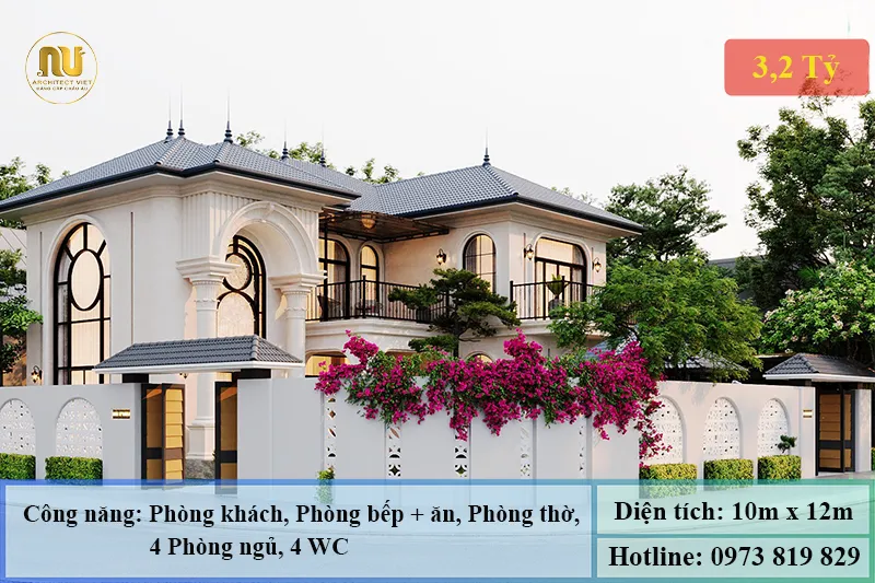 Mẫu biệt thự ngang 10m sâu 12m