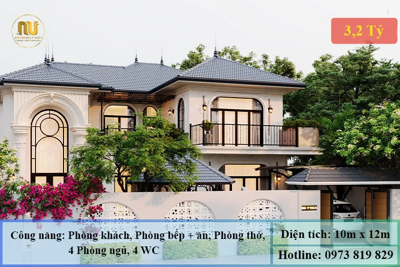 Mẫu biệt thự ngang 10m sâu 12m