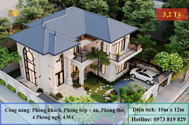 Mẫu biệt thự ngang 10m sâu 12m