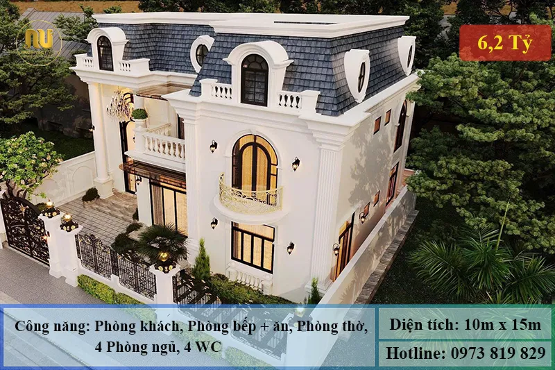 Mẫu biệt thự ngang 10m sâu 15m