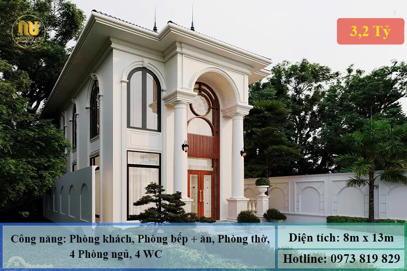Mẫu biệt thự ngang 8m sâu 13m