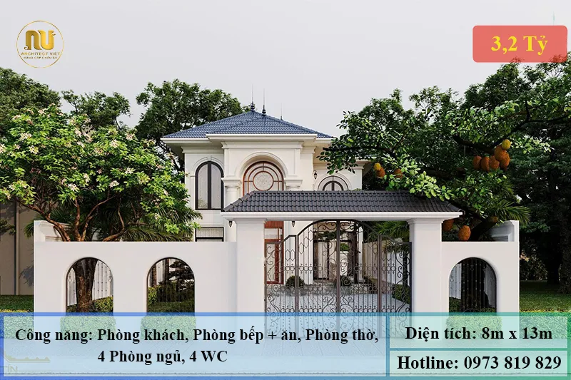 Mẫu biệt thự ngang 8m sâu 13m