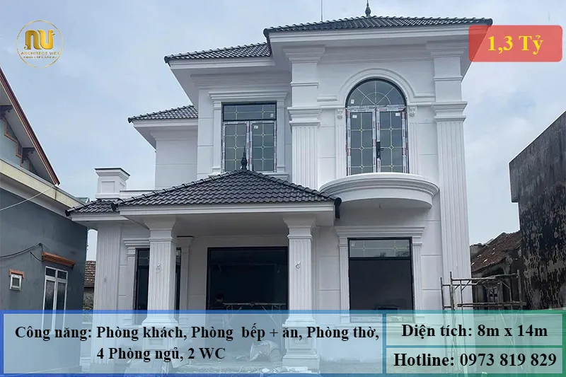 Mẫu nhà 2 tầng 8x14m đẹp