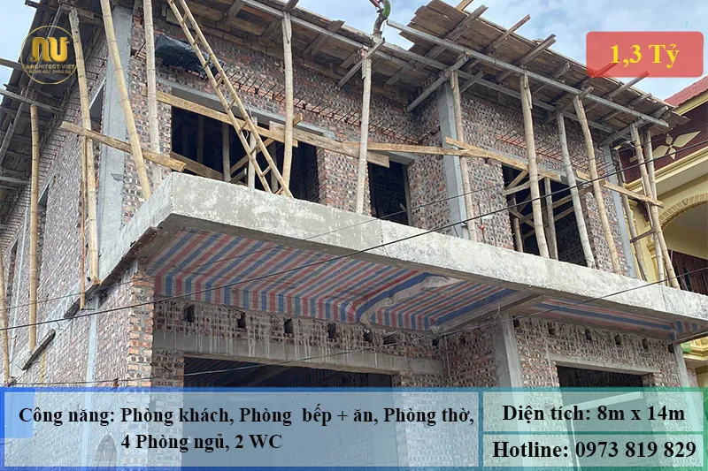 Mẫu nhà 2 tầng 8x14m đẹp