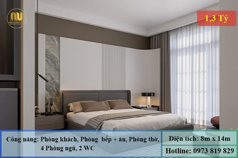 Mẫu nhà 2 tầng 8x14m đẹp