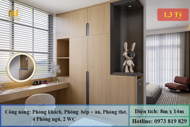 Mẫu nhà 2 tầng 8x14m đẹp