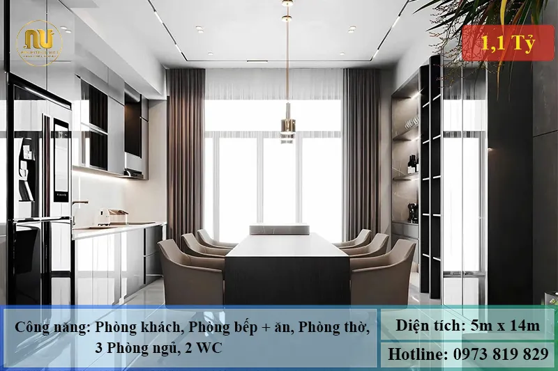 Mẫu nhà 2 tầng mặt tiền 5m