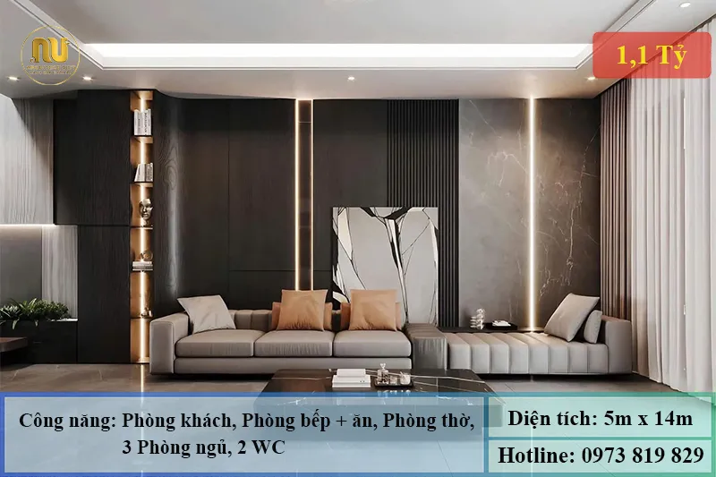 Mẫu nhà 2 tầng mặt tiền 5m