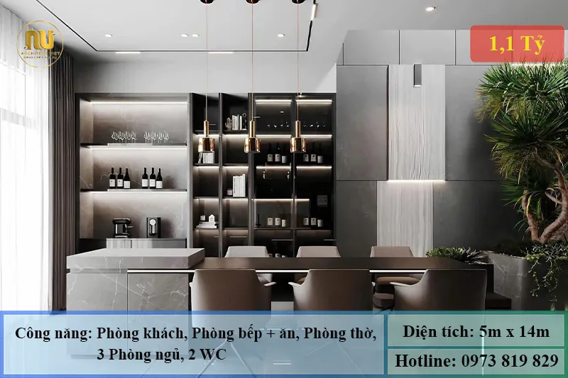 Mẫu nhà 2 tầng mặt tiền 5m