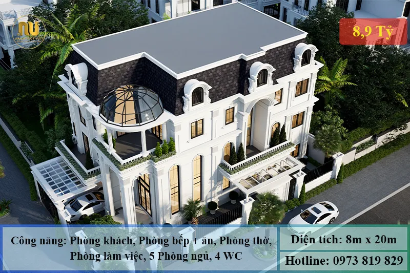 Mẫu nhà 2 tầng mặt tiền 8m