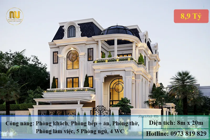 Mẫu nhà 2 tầng mặt tiền 8m