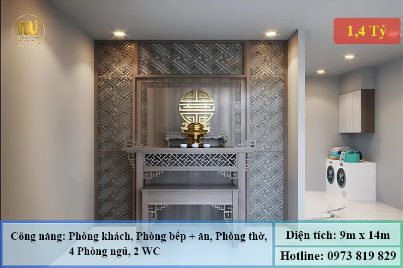 Mẫu Nhà 2 Tầng Mặt Tiền 9m Hiện Đại