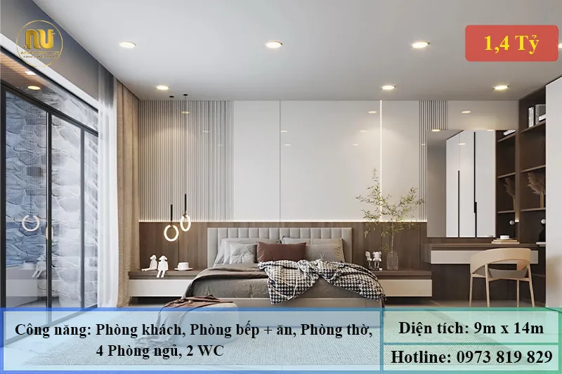 Mẫu Nhà 2 Tầng Mặt Tiền 9m Hiện Đại