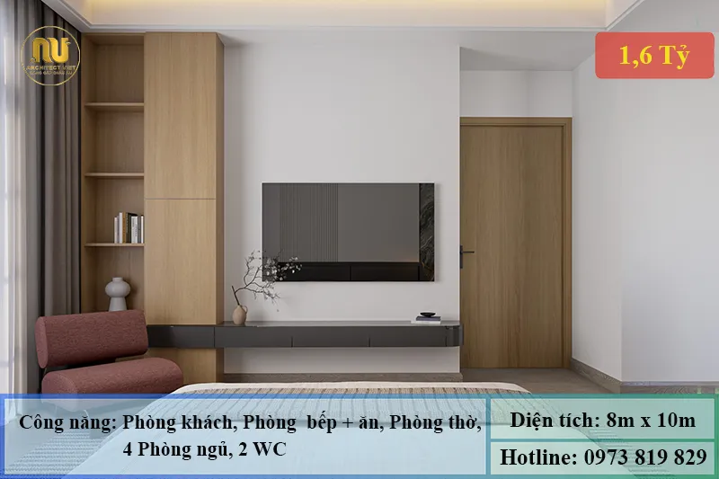 Mẫu nhà 2 tầng ngang 8m