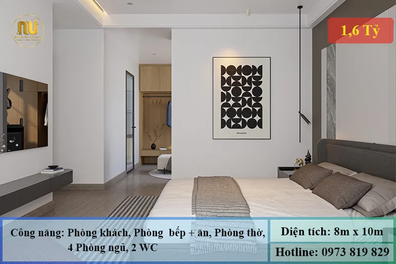 Mẫu nhà 2 tầng ngang 8m