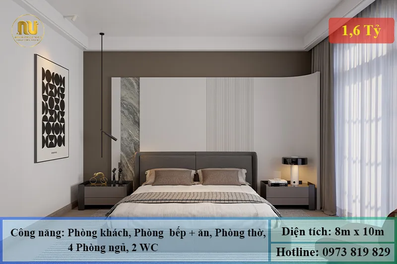 Mẫu nhà 2 tầng ngang 8m