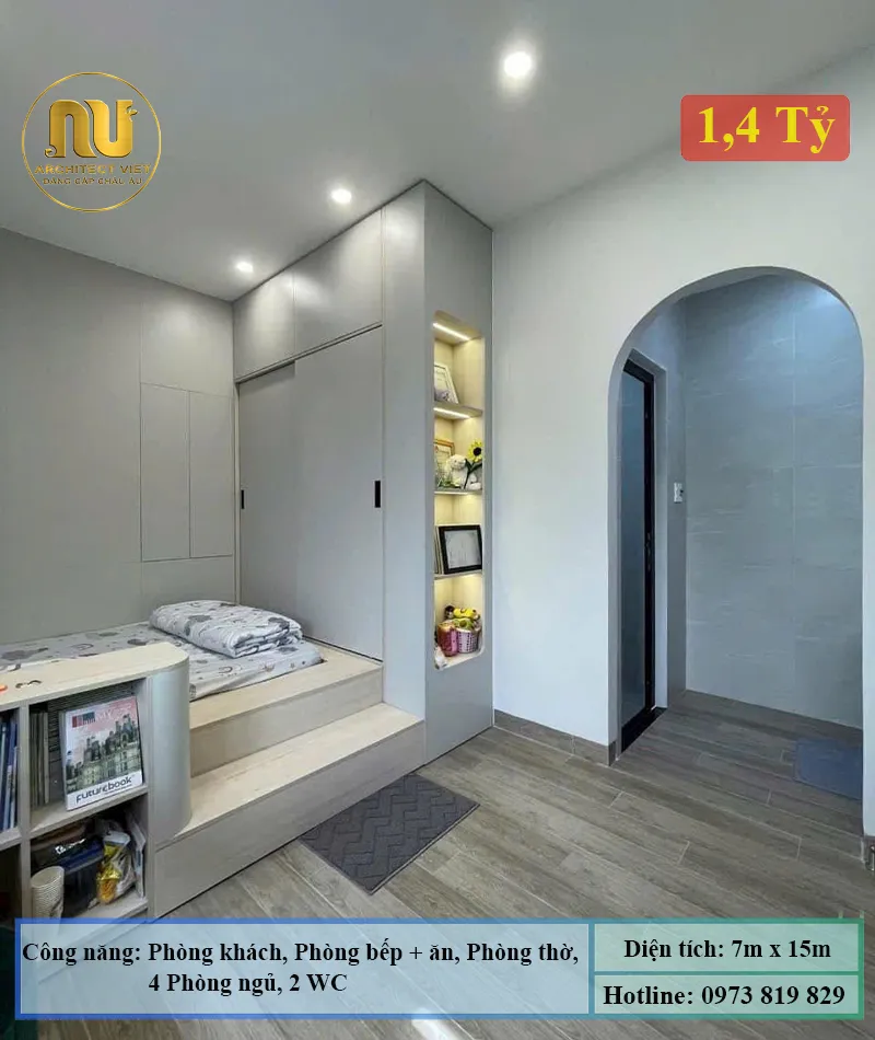 Mẫu Nhà 2 Tầng Rộng 7m