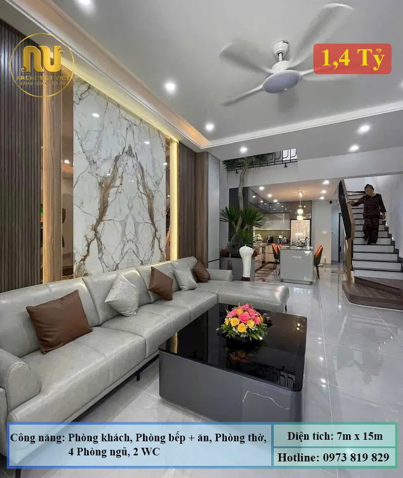 Mẫu Nhà 2 Tầng Rộng 7m