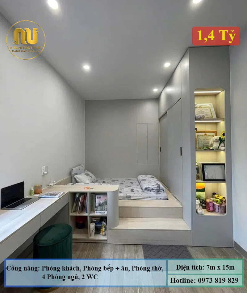 Mẫu Nhà 2 Tầng Rộng 7m